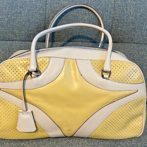 Prada Vintage Yellow Leather Bowling Bag – 2000s Sport Collection